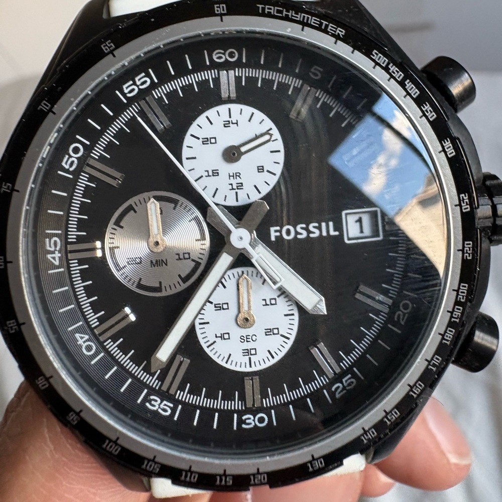 Fossil Black and White Chronograph Watch